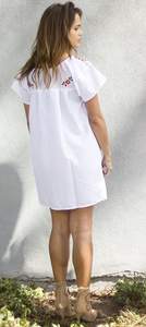 มินิเดรสลำลองสไตล์เม็กซิกันสำหรับฤดูร้อนชุดเดรสคอปักลายเป็นมิตรต่อสิ่งแวดล้อมผ้าปักยาวถึงเข่าซักได้แบบตะวันตก - Product Image 4