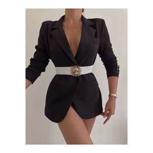 Women's Elastic <b>Belt</b> with Snap Buckle, Jacket <b>Belt</b>, Shirt <b>Belt</b>, <b>Dress</b> <b>Belt</b> - White - Product Image 3