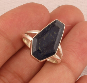 925แฮนด์เมดสีเงินสเตอร์ลิงดีไซน์เนอร์ตัดแหวนแหวนทองเจดสีฟ้าทึบของขวัญครบรอบแต่งงานของผู้หญิง - Product Image 3