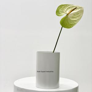 Jarrón Floral de Metal de diseño de lujo con forma de cilindro en Color gris para el hogar, sala de estar, decoración de mesa, florero - Product Image 5