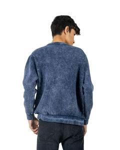 Venta al por mayor de los hombres de diseño de moda sudaderas de ropa informal de color sólido en blanco liso cuello redondo de buena calidad lavado con ácido sudaderas - Product Image 3