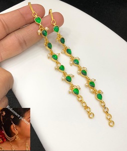 Lujo elegante real con aspecto de piedra Cadena de oreja chapada en oro antiguo aspecto Simple para ropa de boda para bodas fiestas para mujeres - Product Image 6