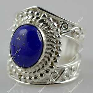 Handmade 925 Sterling Silver Lapis Lazuli <b>Ring</b> September Birthstone Gift with Natural Blue Gemstone Inlay <b>Statement</b> Jewelry - Product Image 2