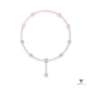 Collier statement en or rose 12,06 CT avec diamant ovale cultivé en laboratoire, en or massif 14 carats, collier pendentif avec diamant taillé fantaisie multi-formes - Product Image 1