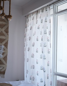 Rideaux en coton à motifs floraux bohèmes pour salon, rideaux de fenêtre personnalisables, panneau blanc frais - Product Image 2