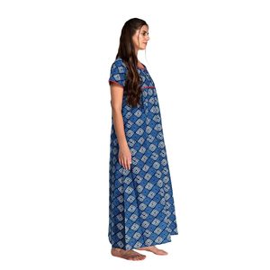 Woven Soft Cotton <b>Long</b> Maxi Sleepwear Nightgown for Women with Button V-Neck - Product Image 4