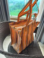 Sac fourre-tout unisexe personnalisé, écologique, réutilisable, en nylon tissé rayé, fait main, recyclé, imperméable, de haute qualité