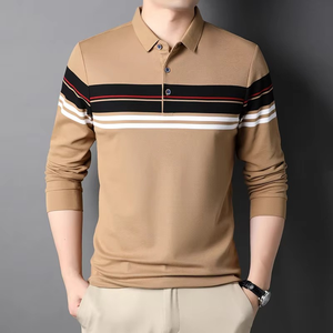 Polo informal de manga larga 100% de alta calidad para hombre, cómodo y transpirable, colores sólidos, ropa de verano de ajuste Regular - Product Image 3
