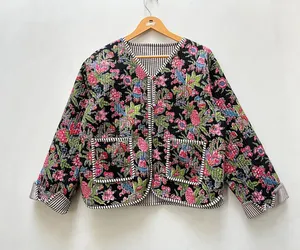 Handmade Women's <b>Velvet</b> Short Jacket Sweet Style Front Pocket Quick Dry Reversible Breathable Cotton Anti-Wrinkle Printed - Product Image 6