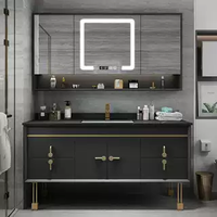 Meubles-lavabos de salle de bain flottants modernes de style américain CBMmart, 36, 48, 72, 84 pouces, avec un ou deux lavabos, miroir LED