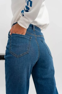 กางเกงยีนส์วินเทจเอวสูงขากว้างของผู้หญิงกางเกงสีฟ้าทรงหลวมแบบสตรีทแวร์กางเกงแฟชั่นล่าสุด - Product Image 2