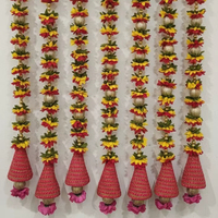 Mehrfarbige Stoff-Jasmin-Girlande zum Aufhängen Indische/Pakistanische Hochzeit Henna Mayun Bühne Heim Mandir Balkon Wand Festival Dekoration