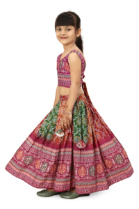 Ensemble Lehenga Choli Shoryam Fashion traditionnel rose Bandhani, longueur au sol, séchage rapide, entièrement cousu, coupe classique pour filles |   Diwali - Product Image 6