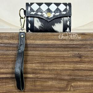 Porte-monnaie en cuir de vachette fait main sur mesure OEM ODM, design à carreaux avec porte-cartes de crédit et bracelet pour femmes - Product Image 1
