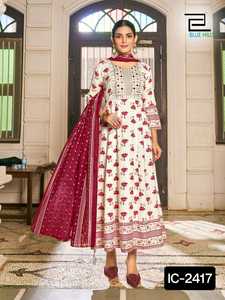 El último nuevo diseñador indio Ropa de novia Bordado pesado y trabajo de secuencia Lehenga Choli con conjunto de Kurtis de algodón de rayón elegante - Product Image 5