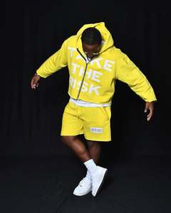 ชุดกางเกงขาสั้นแฟชั่นสำหรับผู้ชายสีล้วนแนวสตรีทสำหรับผู้ใหญ่ชุดแฟชั่นแนวสตรีทขนาดใหญ่พิเศษสำหรับฤดูหนาว - Product Image 5