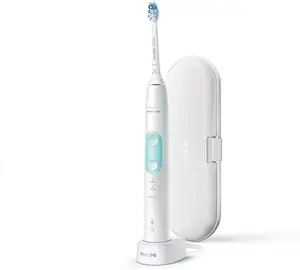 Philips Sonicare ProtectiveClean sikat gigi elektrik, sikat gigi listrik 5100 dapat diisi ulang, putih
