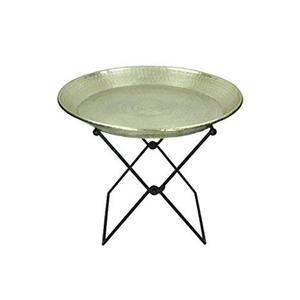 Table basse ronde marocaine classique et moderne, écologique, décorative pour la maison, en métal gravé à la main, meuble de salon - Product Image 4