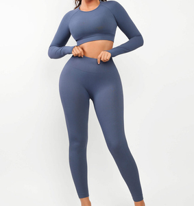 Vente flash - Ensemble de leggings de sport et de soutien-gorge de sport personnalisés avec logo, respirant, motif uni, ensemble de yoga unisexe - Product Image 5