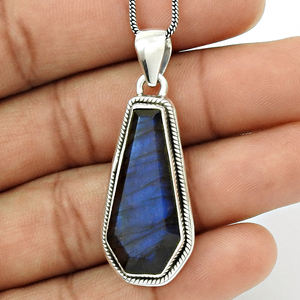 Blue <b>Labradorite</b> Coffin Shape <b>Pendant</b> 925 Sterling Silver Natural Gemstone Customized Handmade Jewelry Wholesale Price Suppliers - Product Image 2