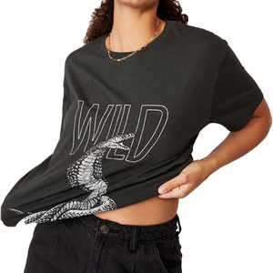 เสื้อยืดคอกลมแขนสั้นสำหรับผู้หญิง,เสื้อยืดคอกลมแขนสั้นผ้าฝ้าย100% สีพื้นพิมพ์โลโก้แบบกำหนดเอง - Product Image 2