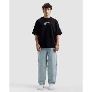 T-shirt imprimé fleurs sauvages 100% coton jersey respirant et confortable, imprimé délavé, logo uni, style court ajusté - Product Image 1
