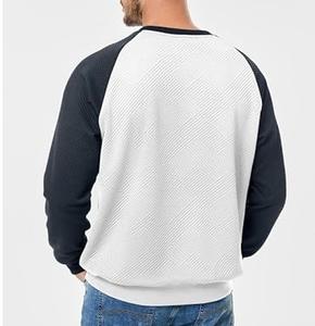 Breathable Eco Friendly Unisex Winter Button Terry Heavy Cotton Fleece T-Shirts Raglan Sleeves Custom Made Wholesale - Product Image 5