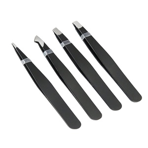 Pinzas para Cejas Inclinadas Antiestáticas de Acero Inoxidable, Ecológicas, Duraderas y Personalizadas, en Negro, Rosa y Dorado, para Depilación de Cejas - Product Image 1