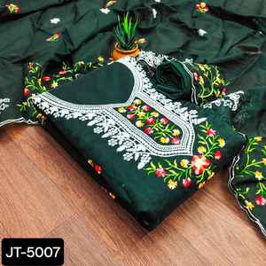 Vêtements ethniques indiens Semi Modal avec belle robe de travail Multi et séquence avec bordure en dentelle et ensemble Dupatta semi-modal - Product Image 1