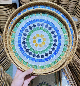 ถาดหวายสานเวียดนามแท้พร้อมที่จับด้านข้างสำหรับอาหารเครื่องดื่มชากาแฟ - Product Image 3