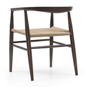 Chaise en bois Tania avec assise en corde tressée, en bois massif et finition brune, pour une utilisation en intérieur et en extérieur - Product Image 5