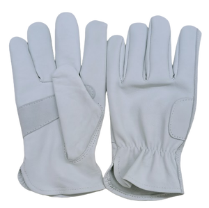 Guantes de Seguridad para Conductor de Cuero Vacuno Natural Blanco Premium, Anti-Impacto, Reforzados, con Diseño de Pulgar Keystone, FARSANA - Product Image 1