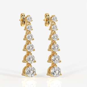 14K <b>Gold</b> Plated Round Cut Lab Grown Diamond Drop <b>Earrings</b> with <b>Dangle</b> for Wedding Party or Gift - Product Image 3