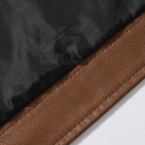 Veste en cuir de couleur unie conçue sur mesure pour hommes, style streetwear avec col montant - Product Image 6