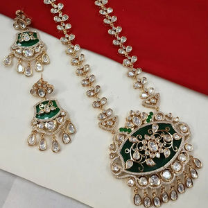 ENSEMBLE DE BIJOUX INDIENS TRADITIONNELS ET À LA MODE EN CUIVRE ENSEMBLE DE BIJOUX DE MARIAGE POUR FEMMES BOUCLES D'OREILLES ET COLLIER - Product Image 1
