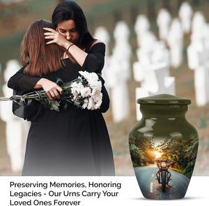 Riding View Urna conmemorativa para cenizas Urna conmemorativa de recuerdo para cenizas humanas para bebé Funeral Majestic Sky Green Urna Tamaño personalizado - Product Image 5