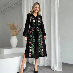 ยูเครนชุดเดรสปักสีดำทำมือวิสฮิวอังกาประดับแบบดั้งเดิมเสื้อผ้าผู้หญิงสไตล์พื้นบ้านที่สง่างาม - Product Image 1