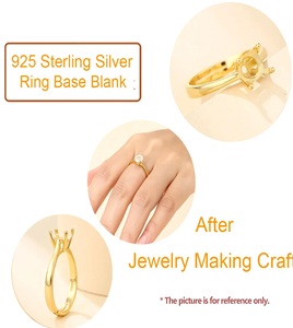 Eternity Vermeil Adjustable Blank Base Fit <b>Glass</b> Stone Cabochons Setting Vintage Wedding Party <b>Man</b> Woman DIY Jewelry Making - Product Image 2