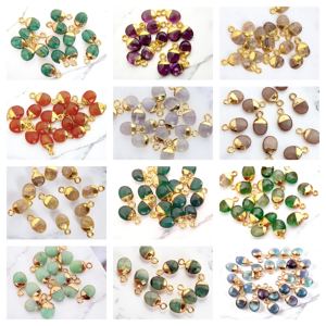 Venta al por mayor de piedras preciosas de Luna Blanca ovaladas facetadas encantos colgantes de oro galvanizado encantos de piedras preciosas para la fabricación de joyas - Product Image 3