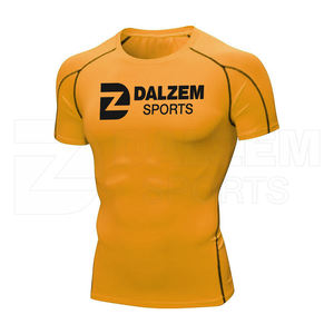 Gran oferta de productos de fábrica directamente de media manga ropa para correr poliéster Spandex personalizado hombres deporte compresión gimnasio camisetas - Product Image 1