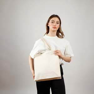 Sac fourre-tout en toile écologique à ouverture supérieure, personnalisable avec logo imprimé, pour le quotidien, les courses, les fêtes, la gym, la marche, pour hommes et femmes - Product Image 2