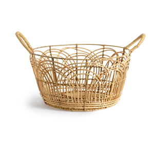 Panier de rangement en rotin arrondi sur mesure panier de rangement indien populaire fabriqué à la main avec poignée paniers de rangement multifonctionnels - Product Image 3