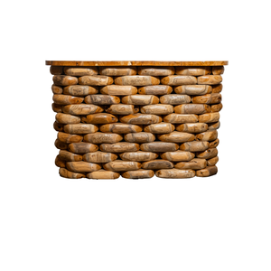 Mesa Consola de Apilamiento de Guijarros de Teca de Lujo, Muebles Rústicos de Madera Hechos a Mano - Product Image 1