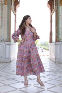 Main indienne bloc coton bloc imprimé robe femme élégante mode robe personnalisée mariée mariage cadeau été porter robe vente - Product Image 4