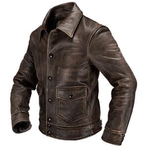 Vintage Brown Genuine Leather <b>Jacket</b> <b>Men</b> Casual Style Plus Size 4XL Hooded Real Natural Cowhide <b>Slim</b> <b>Fit</b> <b>jacket</b> for <b>men</b> - Product Image 1