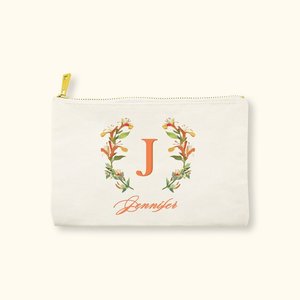 Pochette zippée personnalisée écologique, trousse de maquillage sur mesure avec fleur de naissance et nom, en toile de coton et fermeture en PVC polyester - Product Image 2