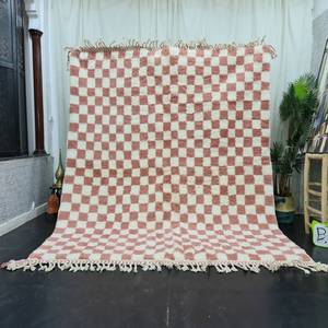 Motif d'impression de bloc de main à carreaux rouges et blancs Dhurries 100% tapis en coton tapis brodé pour la décoration de salon à la maison - Product Image 2