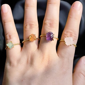 แหวนพลอยฟลูออไรต์สีเขียวดิบแบบบิดเกลียวแหวนปรับได้เครื่องประดับอัญมณี-แหวนเส้นใหญ่ - Product Image 6