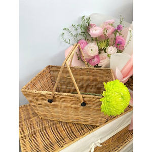 Panier de pique-nique en rotin tendance et artisanal, panier de rangement écologique, produits artisanaux fabriqués par VgreenArt au Vietnam - Product Image 3
