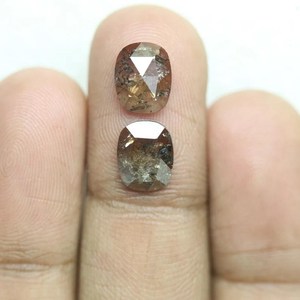 Diamante de pimienta de sal Natural de 2,48 CT, 9,13X7,29 MM, corte ovalado, pendiente elegante marrón rústico, joyería, par de diamantes sueltos - Product Image 3